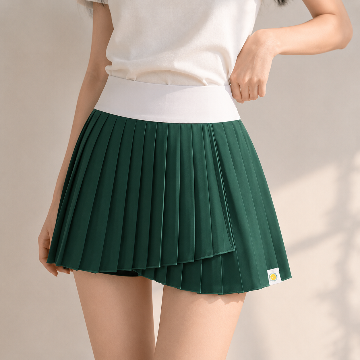 [GSM] Unbalance Pleated Dry-Fit Tennis Skirt - GREEN