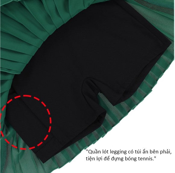 [GSM] Unbalance Pleated Dry-Fit Tennis Skirt - GREEN