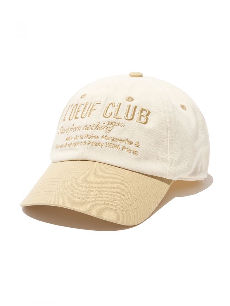 [L'OEUF CLUB] Slogan Ball Cap (Off white/Beige)