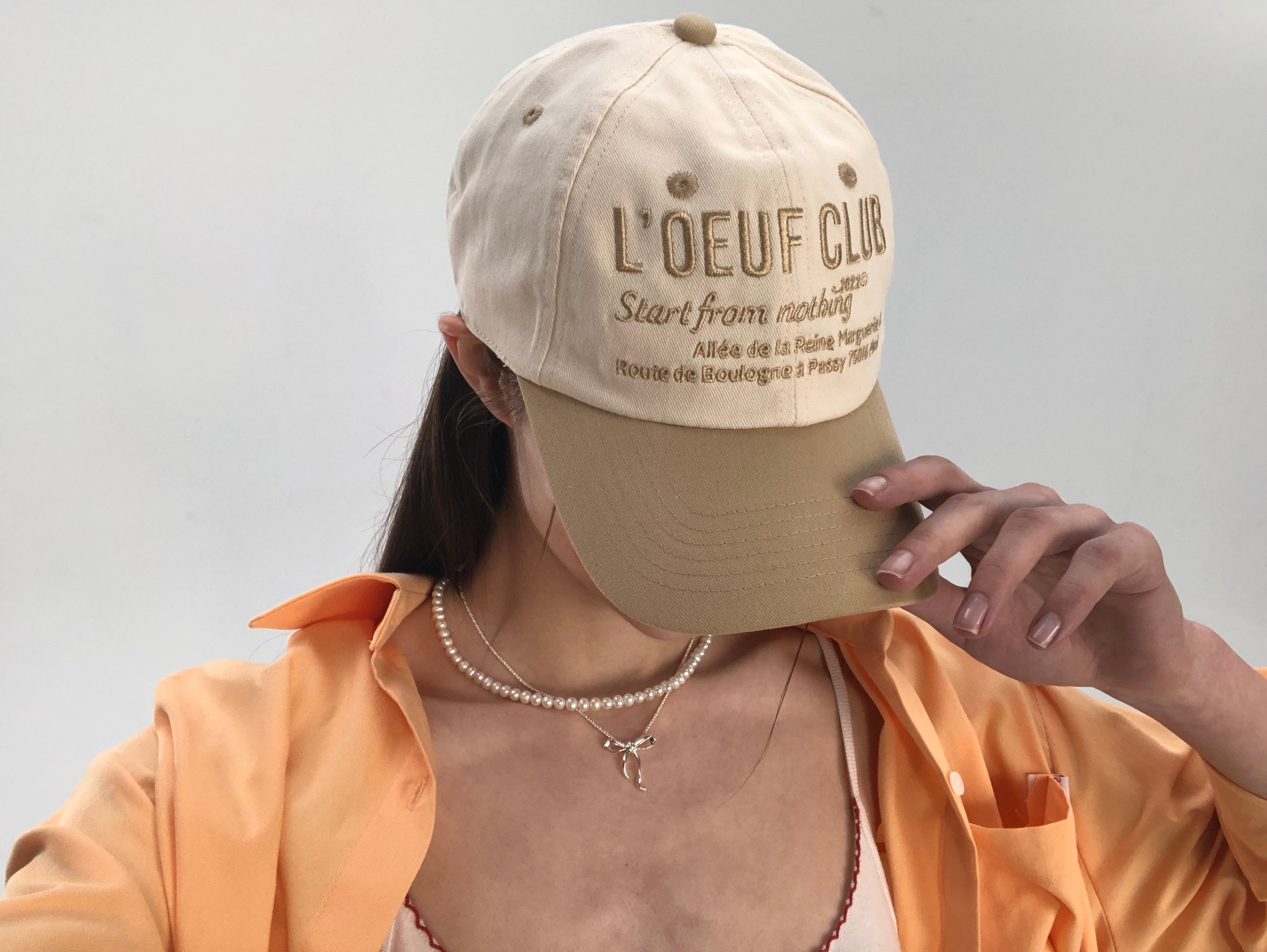 [L'OEUF CLUB] Slogan Ball Cap (Off white/Beige)