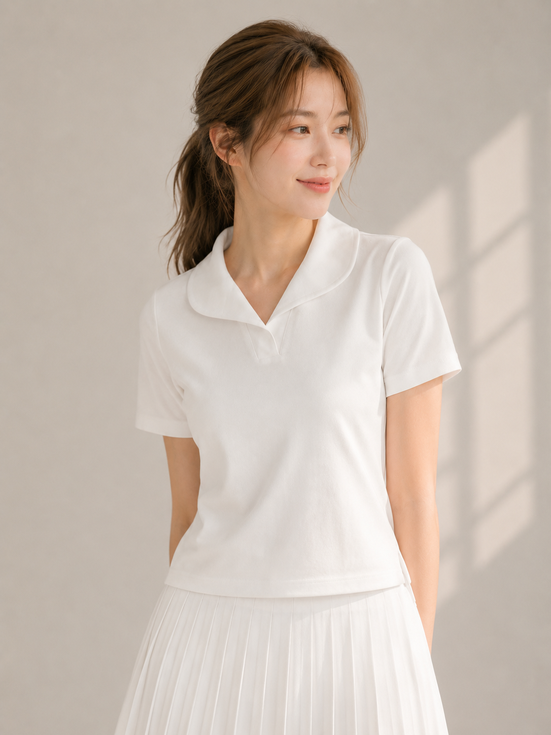 [GSM] Slim Fit Collar Short Sleeve Top