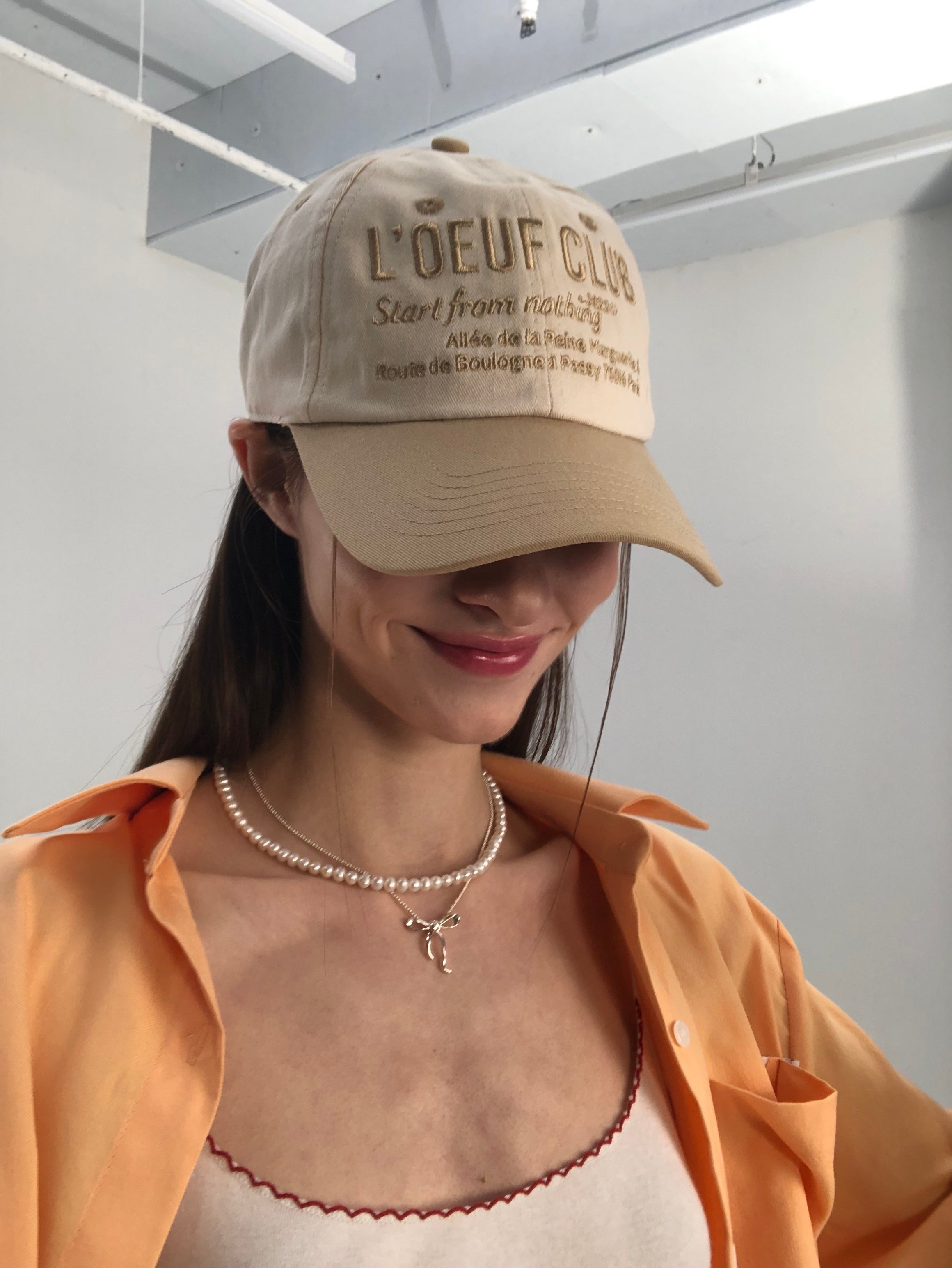 [L'OEUF CLUB] Slogan Ball Cap (Off white/Beige)