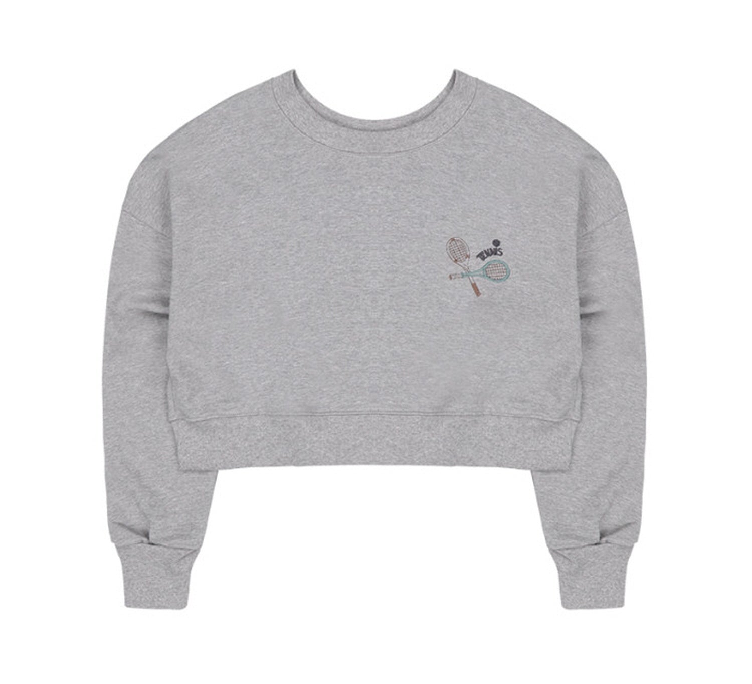 [GSM] Tennis Racket Embroidered Back Slit Sweatshirt