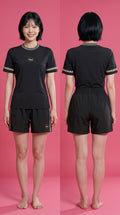Set up [HEJ] GARLAND T-SHIRT WOMEN BLACK + GARLAND SHORT WOMEN BLACK
