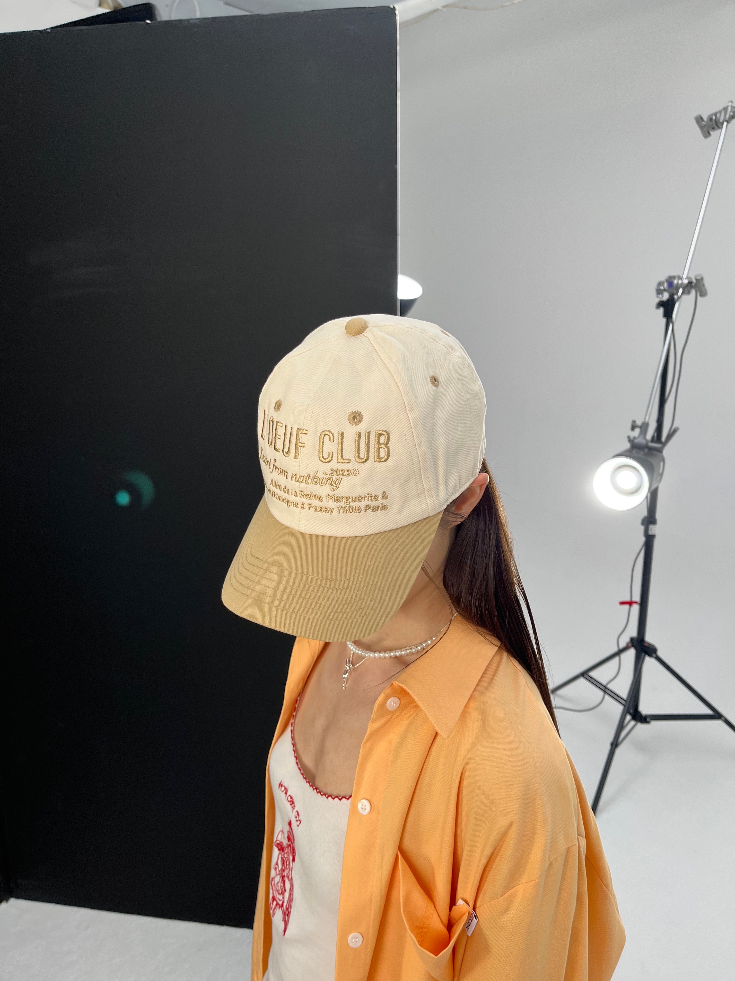 [L'OEUF CLUB] Slogan Ball Cap (Off white/Beige)