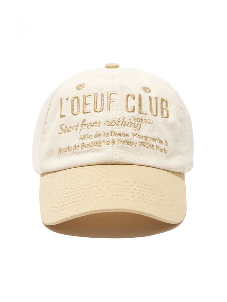 [L'OEUF CLUB] Slogan Ball Cap (Off white/Beige)
